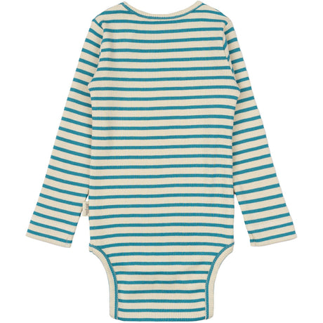 Petit Piao Turquise /Dark Off White Body L/S Modal Striped