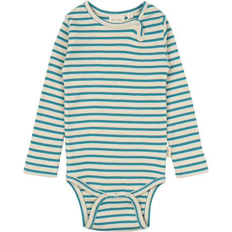 Petit Piao Turquise /Dark Off White Body L/S Modal Striped