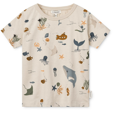 LIEWOOD Sea Creature / Sandy Apia Printed Shortsleeve T-Skjorte