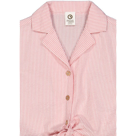 Müsli Balsam Cream/ Bubblegum Seersucker Stripe Crop Skjorte