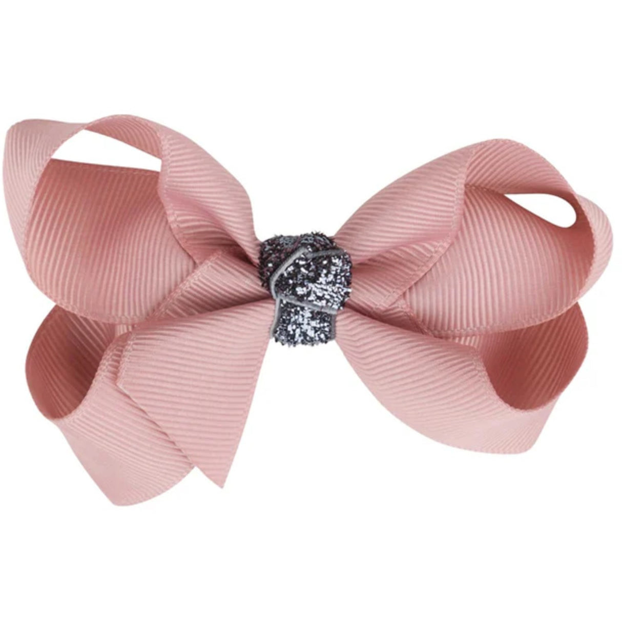 Bow's by Stær Klassisk Bue - Antique Rose/Grå Glitter - 8 cm