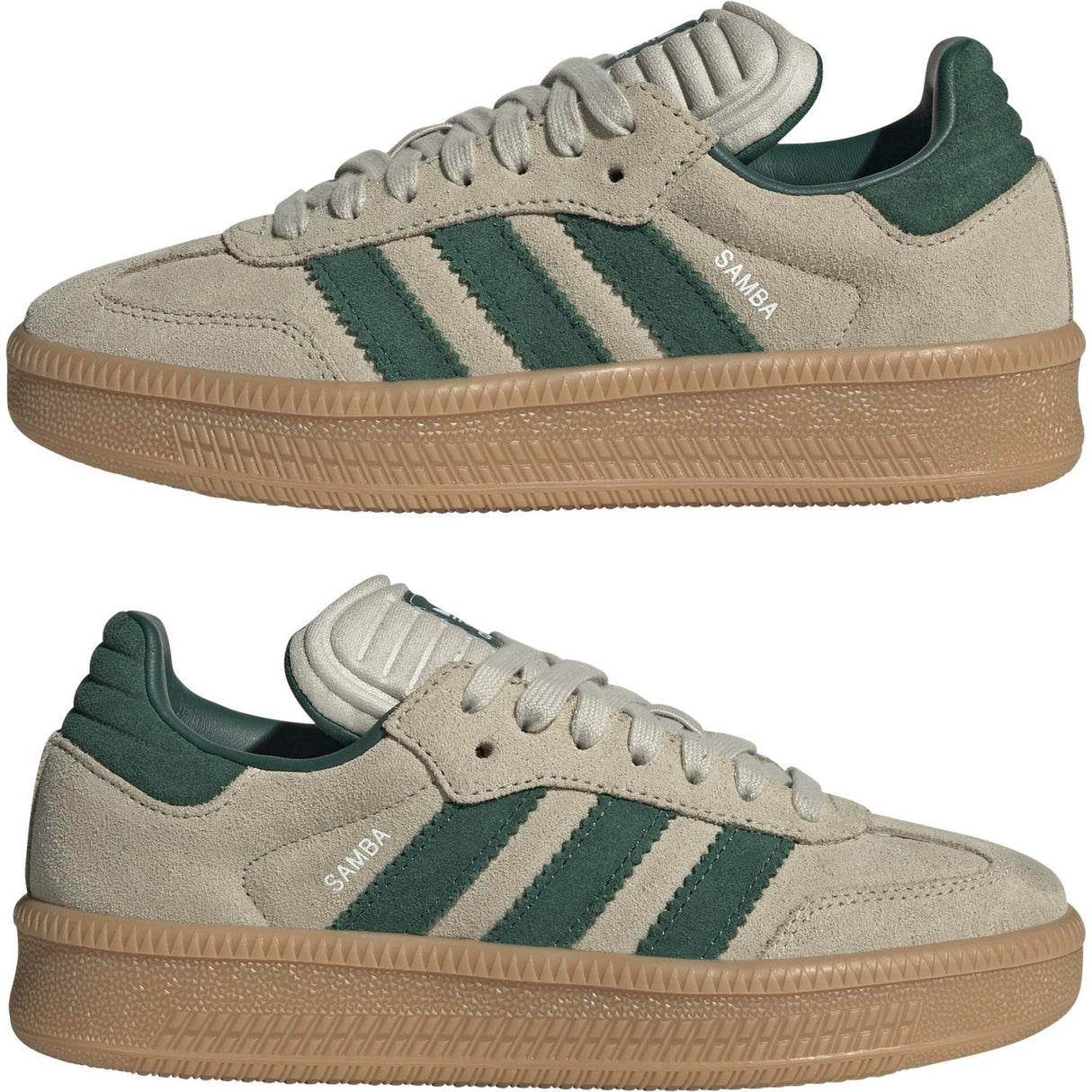 adidas Originals Putty Grey/Collegiate Green/Gum 3 Samba Xlg J Sneakers