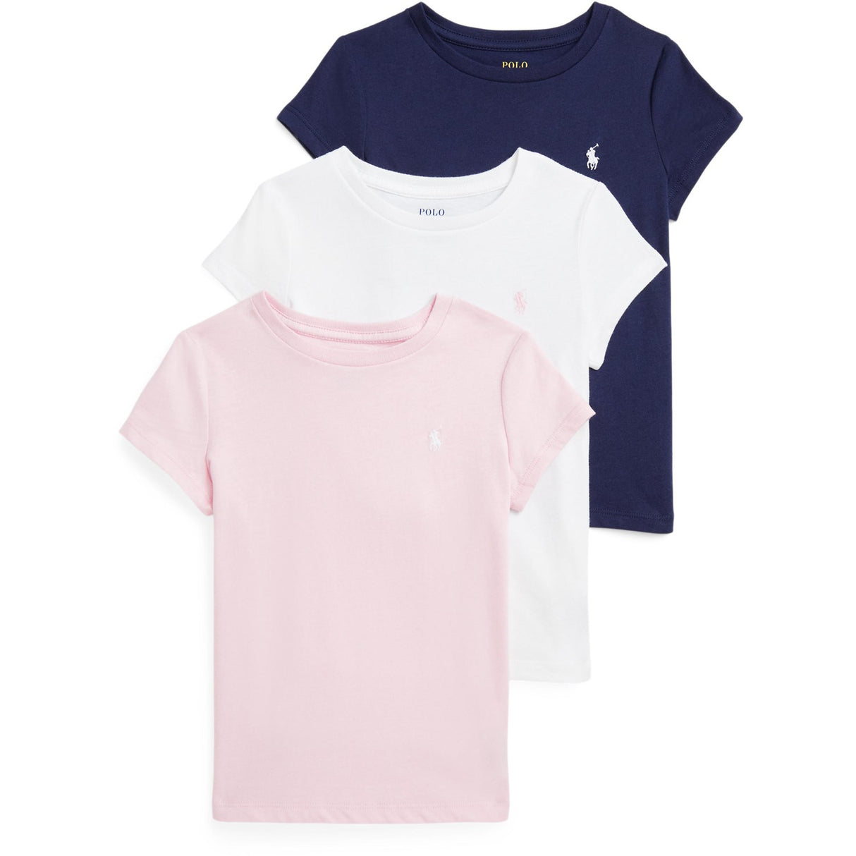 Polo Ralph Lauren White / Hintofpink /Newport Navy Girl Gaveeske Sett 3-Pakning T-Shirts