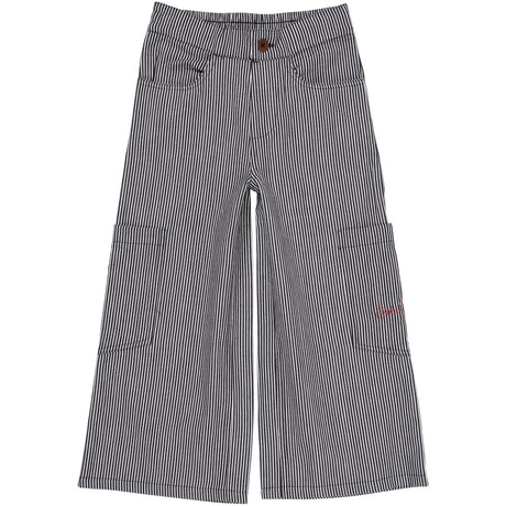 COPENHAGEN COLORS Navy Stripe Striped Wide Bukser W Pockets