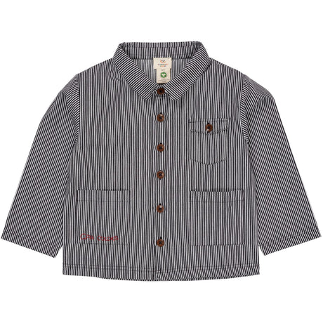 COPENHAGEN COLORS Navy Stripe Striped Twill Jakke W Pockets