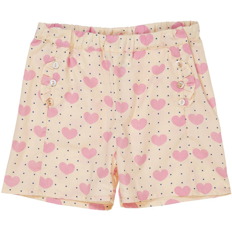 COPENHAGEN COLORS Heart Aop Heart & Dots Shorts med volanglommer