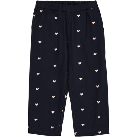 COPENHAGEN COLORS Navy W. Soft Pink Hearts Twill Heart Bukser