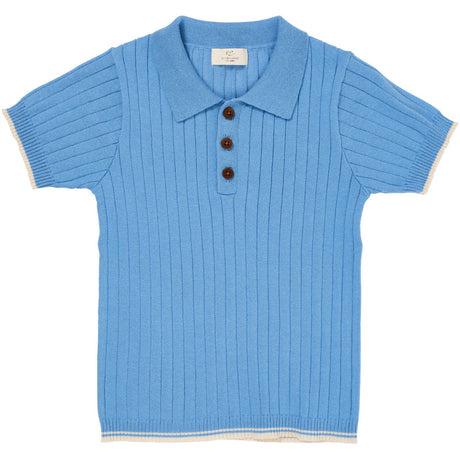 COPENHAGEN COLORS Sky Blue/Cream Comb. Rib Strikket Polo