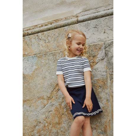 COPENHAGEN COLORS Navy Stripe strikket ribbestrikket T-shirt