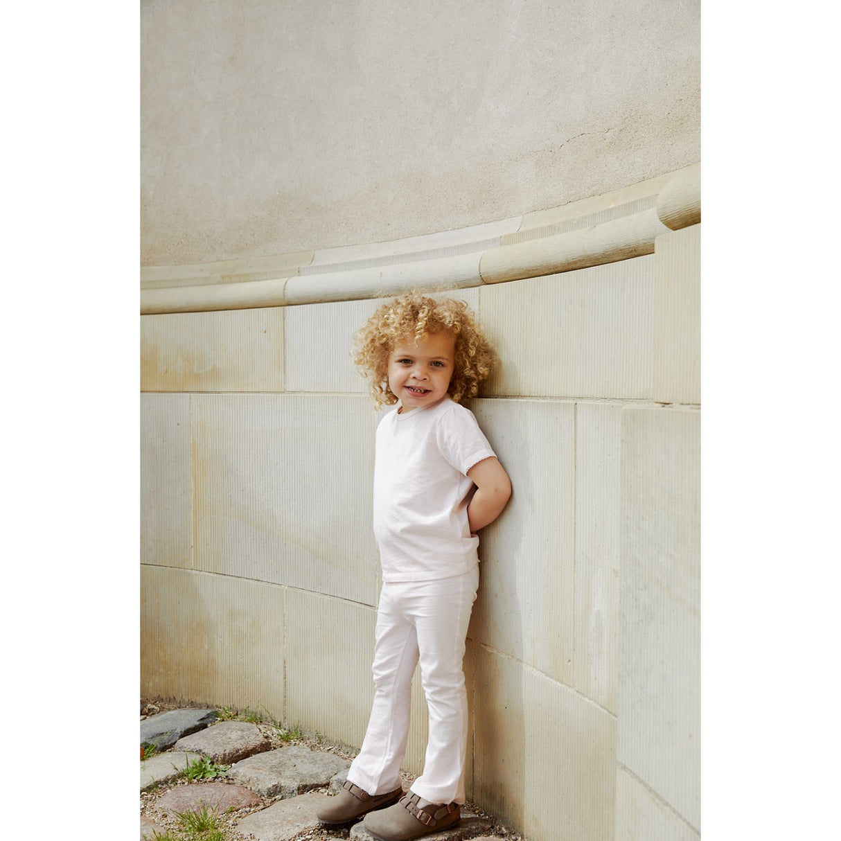 COPENHAGEN COLORS Ballerina/Cream Stripe Stripete Flare Bukser