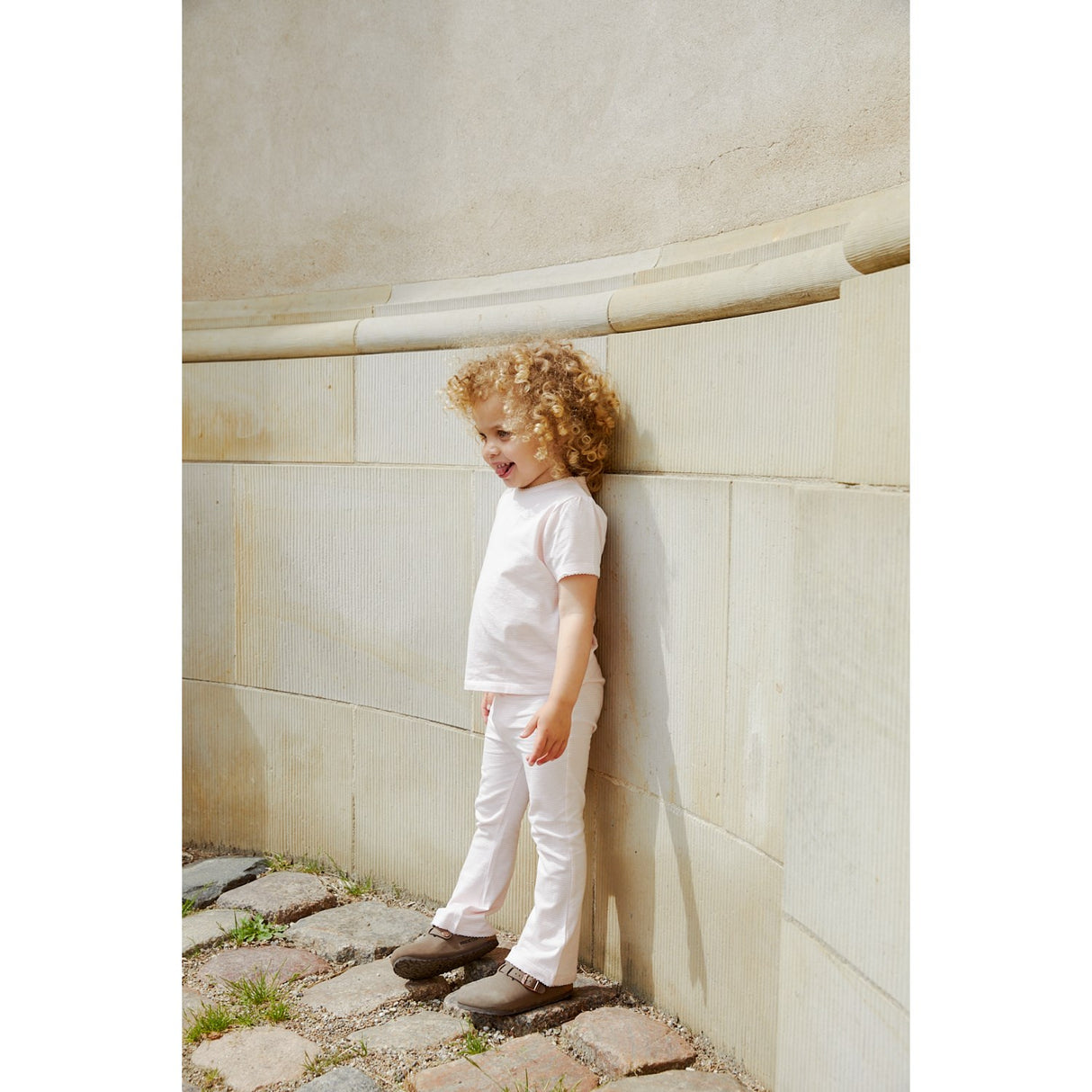 COPENHAGEN COLORS Ballerina/Cream Stripe Stripete Flare Bukser