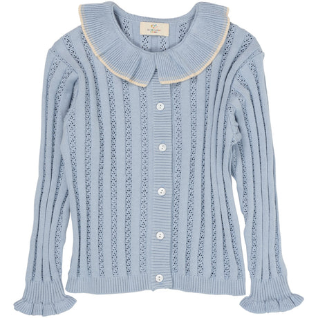 COPENHAGEN COLORS Dusty Blue strikket pointelle cardigan