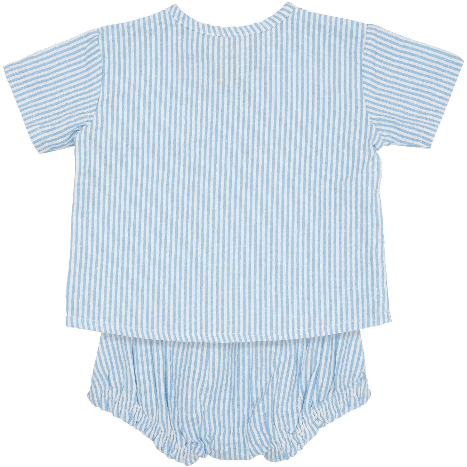 COPENHAGEN COLORS Sky Blue W Cream Stripe Seersucker Baby Sett