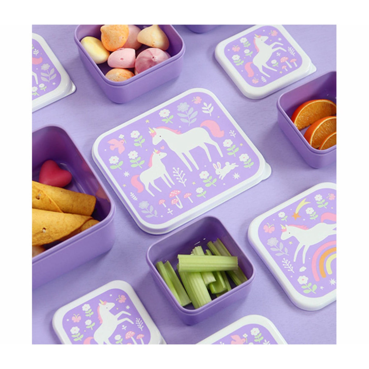 A Little Lovely Company Unicorn Dreams Lunch & Snack Box Sett