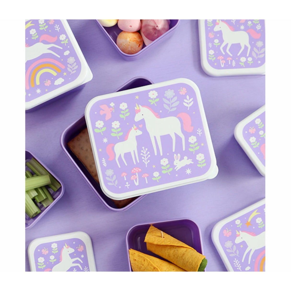 A Little Lovely Company Unicorn Dreams Lunch & Snack Box Sett