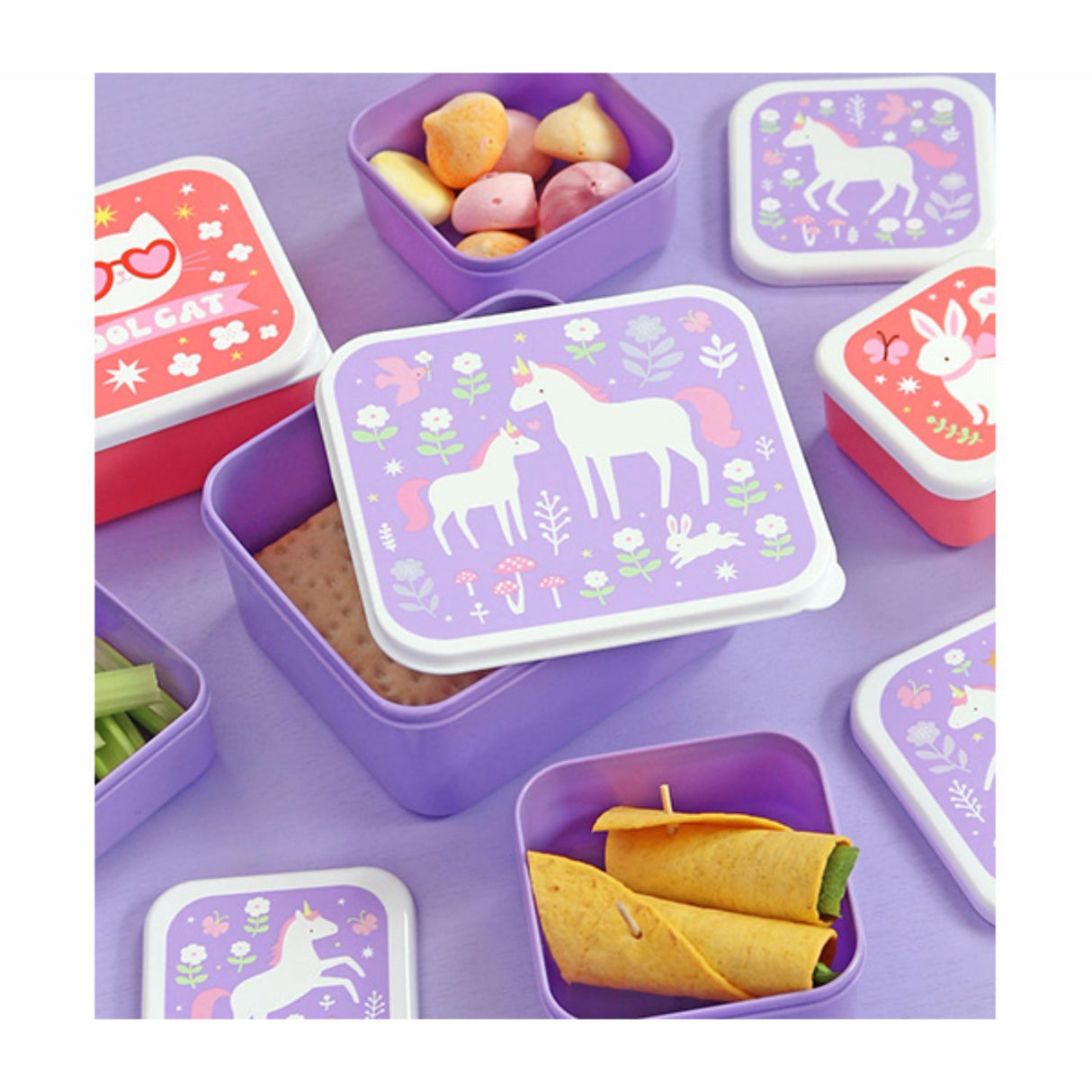 A Little Lovely Company Unicorn Dreams Lunch & Snack Box Sett