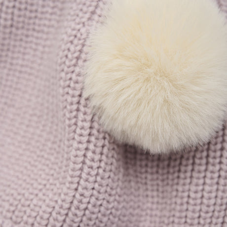 Huttelihut Cloud Gray Lue Strikk m. Pompoms