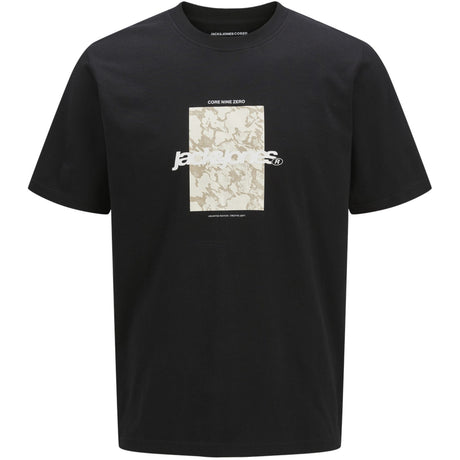 Jack & Jones Junior Black Tarmac Camo Front T-Skjorte Crew Neck