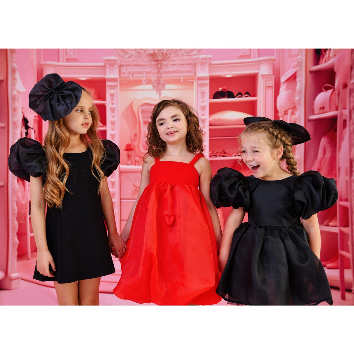 Dolly by Le Petit Tom Black Dolly World V-Back Puff Sleeve Organza Tutu Kjole