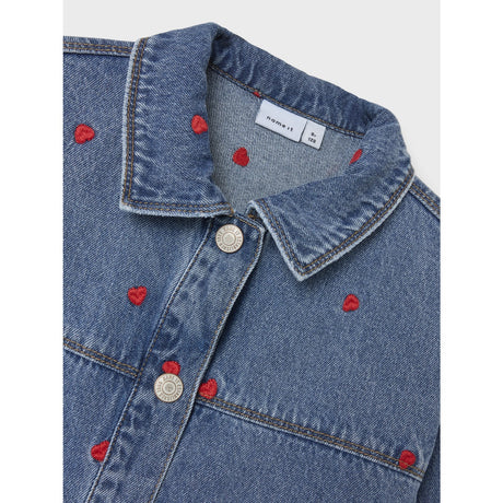 Name It Medium Blue Denim Heart Mandy Denim Embroidery Jakke