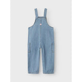 Name It Light Blue Denim Multi Macie Stripe Denim Overall