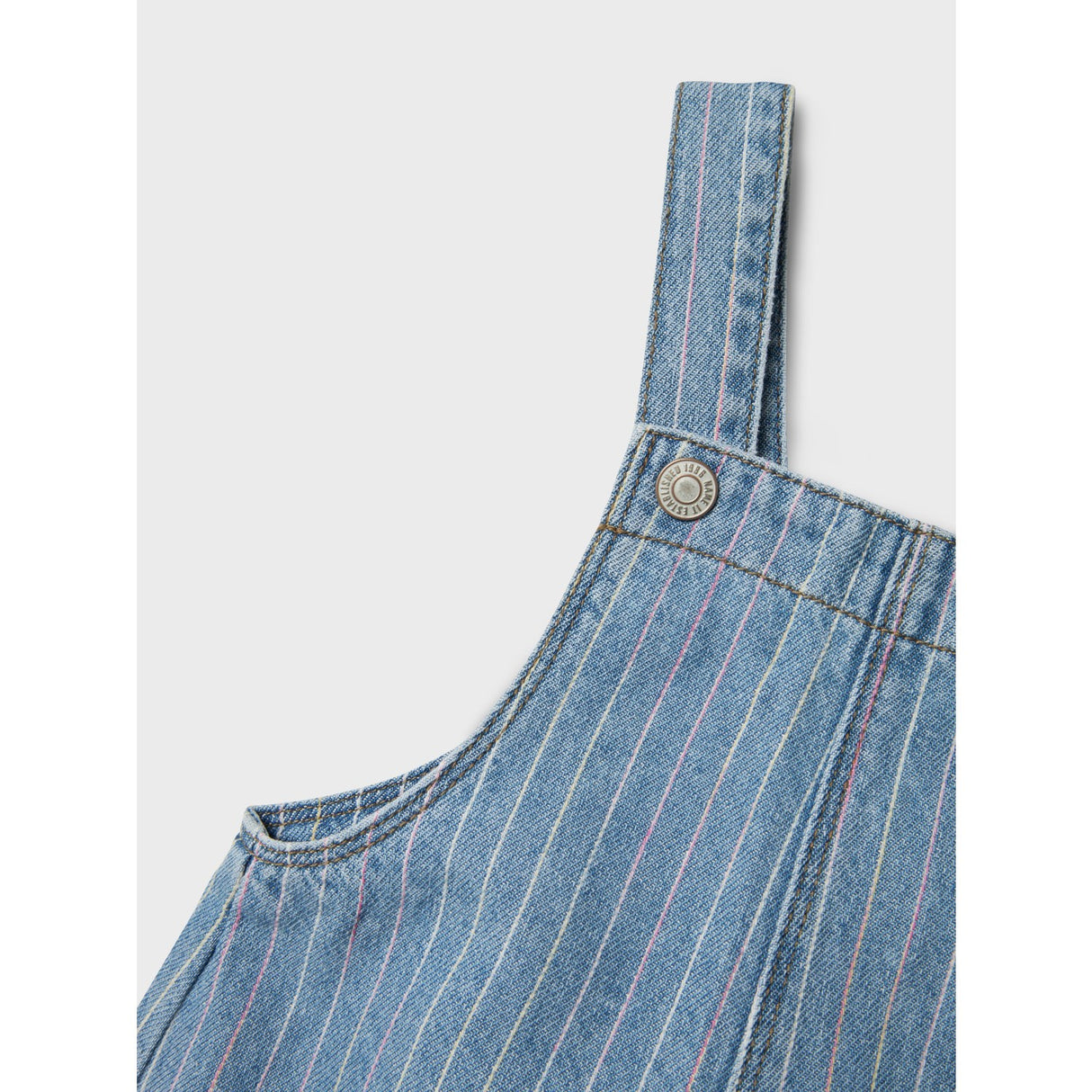 Name It Light Blue Denim Multi Macie Stripe Denim Overall