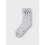 Name It Light Grey Melange Bright White Dale 2-Pakning Strømper