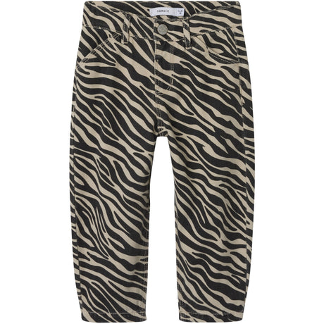 Name It Cement Black Zebra Bella Twill Mom Bukser