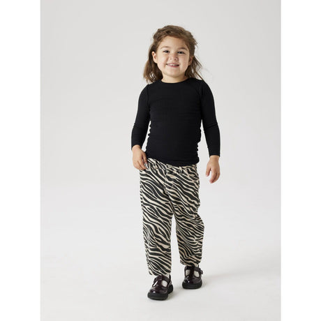 Name It Cement Black Zebra Bella Twill Mom Bukser