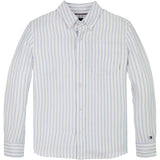 Tommy Hilfiger Breezy Blue Stripe Lin Blend Striped Skjorte LS