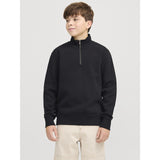 Jack & Jones Junior Black Bradley Collegegenser Half Zip Noos