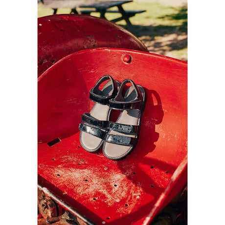 Angulus Black Justerbar Lærsandal Med Borrelås