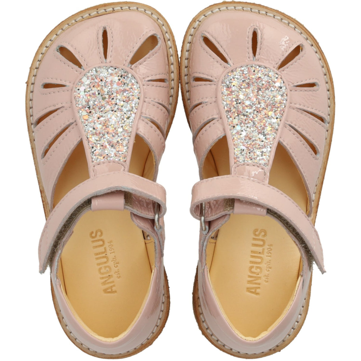 Angulus Rosebud/Rosebud Glitter Sandal med Dråpe Detalj i Glitrende Glitter