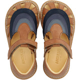 Angulus Tan/Navy/Indigo/Blue Fog Colourblock Regnbuesandal Med Borrelås