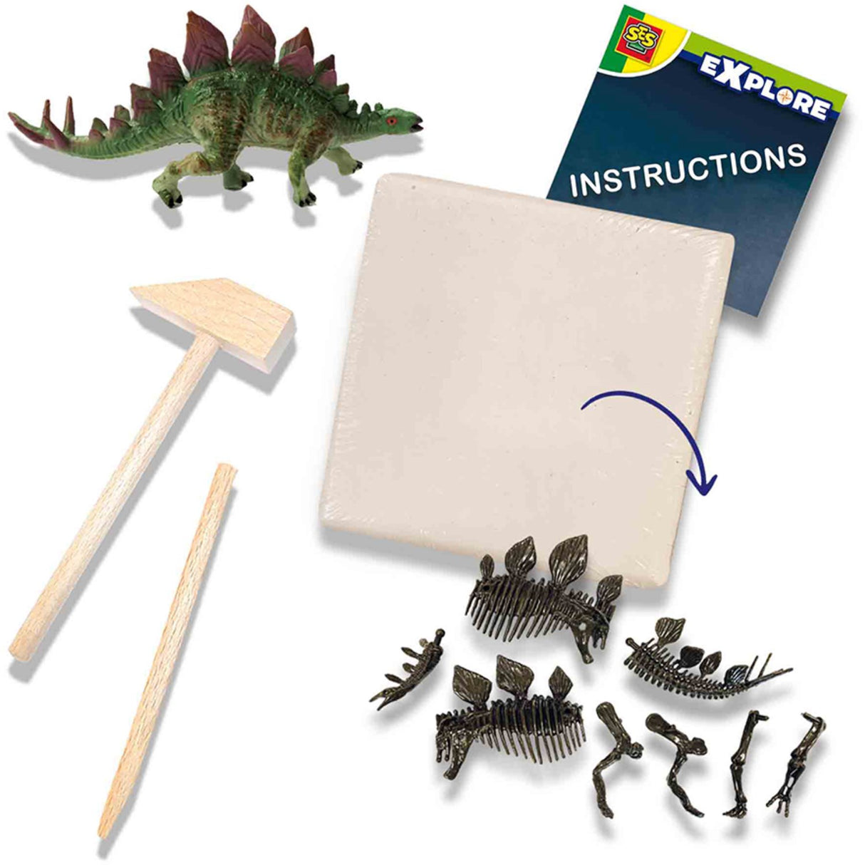 SES Creative Explore Cut-out - Dino og Skjelett Stegosaurus