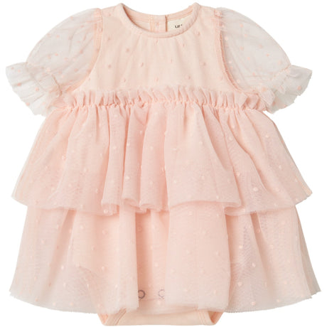 Lil'Atelier Peach Blush Frilla Loose Tyll Body Kjole
