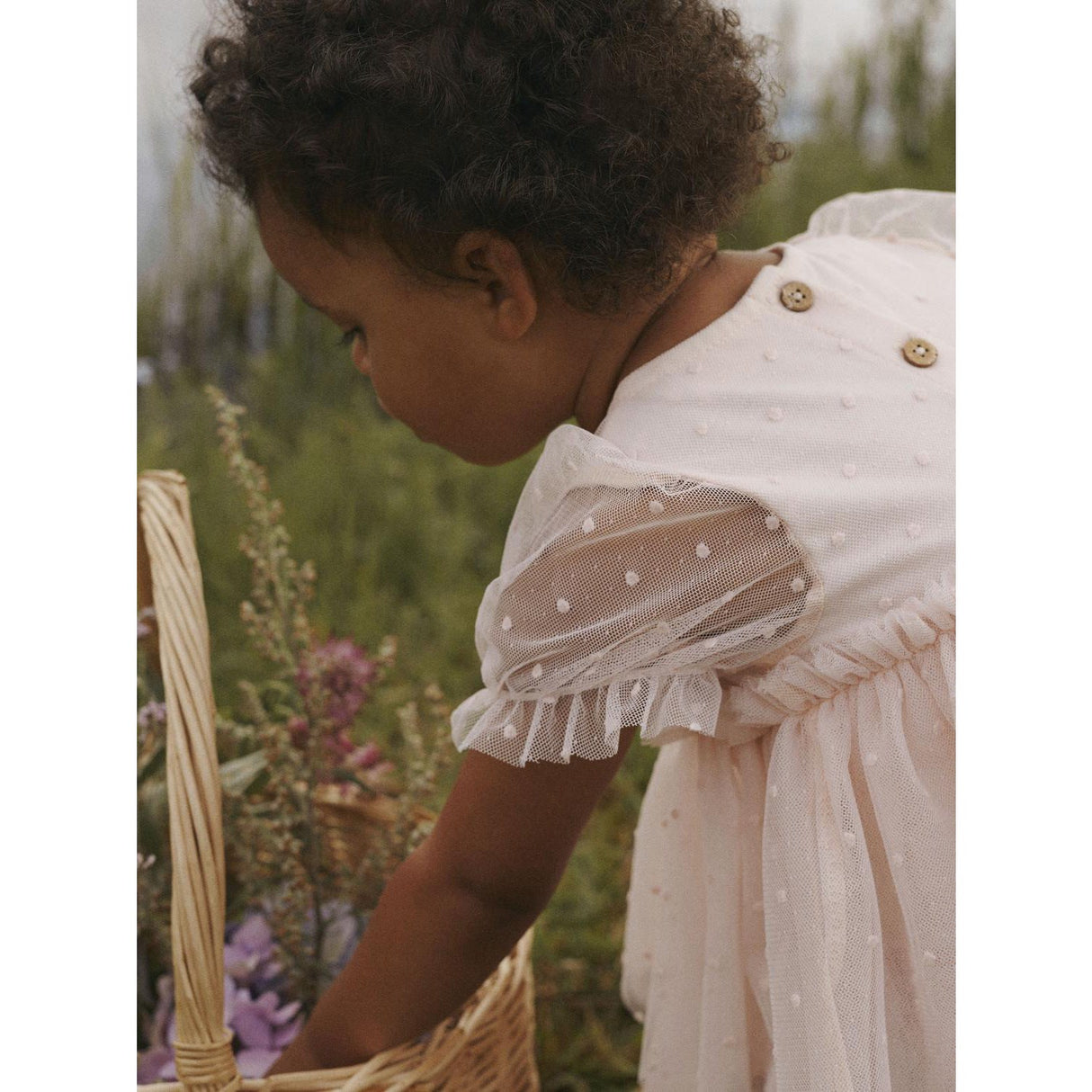 Lil'Atelier Peach Blush Frilla Loose Tyll Body Kjole