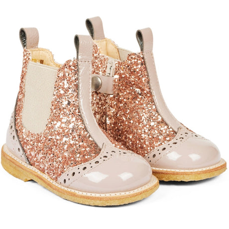 Angulus Dusty almond/Maple glitter/Elastic Klassisk Chelsea Støvler Med Funklende Glitter