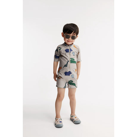 LIEWOOD Dinosaurs / Mist Max Printed Shortsleeve Swim Buksedrakt