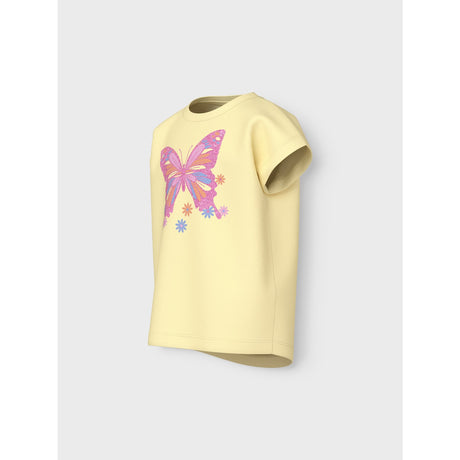 Name It Pastel Yellow Butterfly Violet T-Shirt