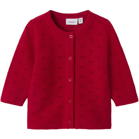 Name It Lipstick Red Fie Strikk Cardigan
