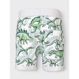 Name It Bright White Palm Dino Vermo AOP Long Sweat Shorts Noos