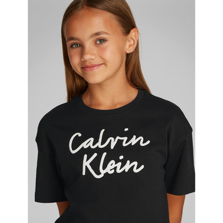 Calvin Klein Ck Black Script Logo Boxy Ss T-Skjorte