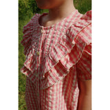 Konges Sløjd Flamingo Plume Check Kim Frill Ss Skjorte Gots