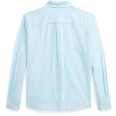 Polo Ralph Lauren Turquoise Nova/Whte Stripe Girl Knap Front Skjorte