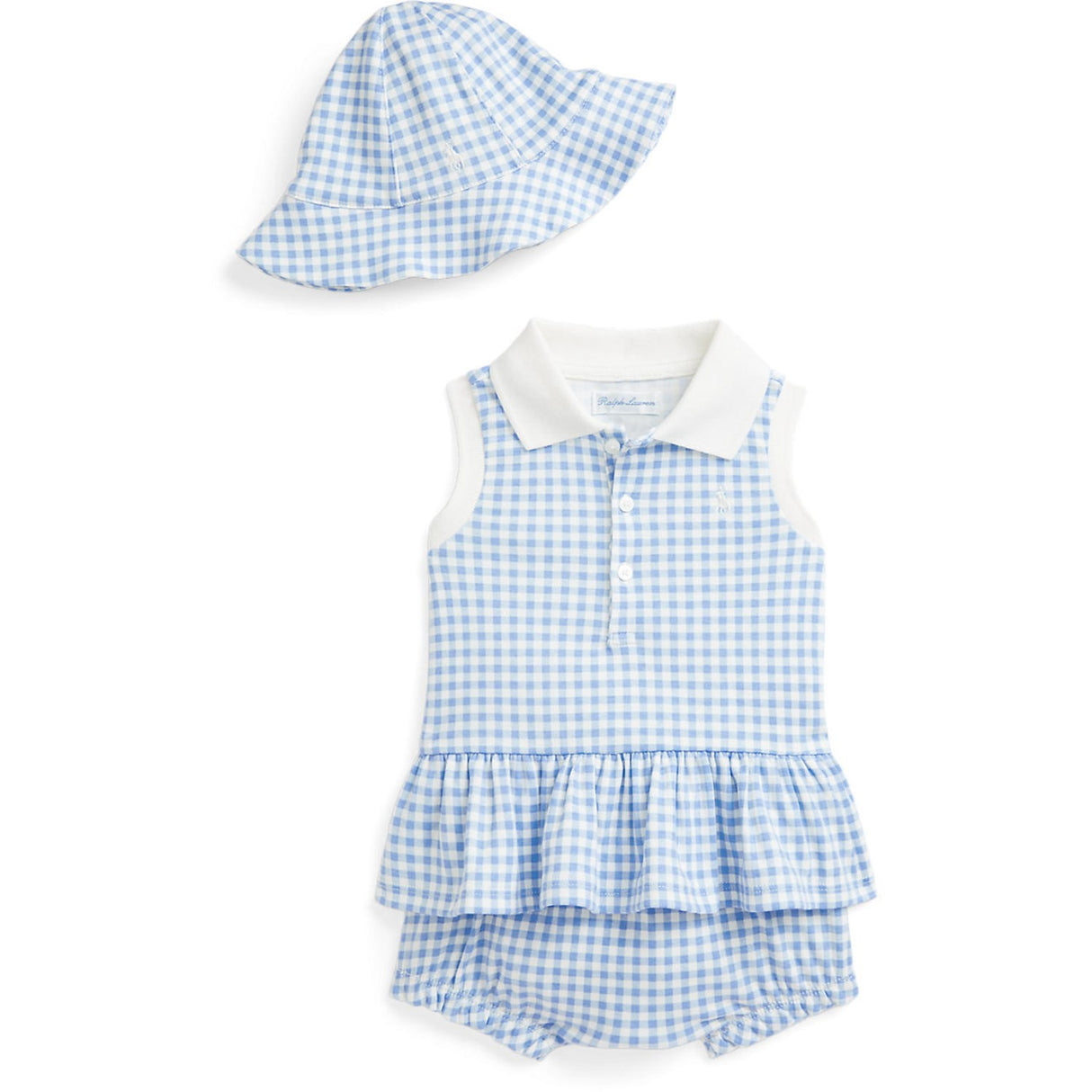 Ralph Lauren Baby Blue Baby Gingham W/ Nevis Shorts Sett