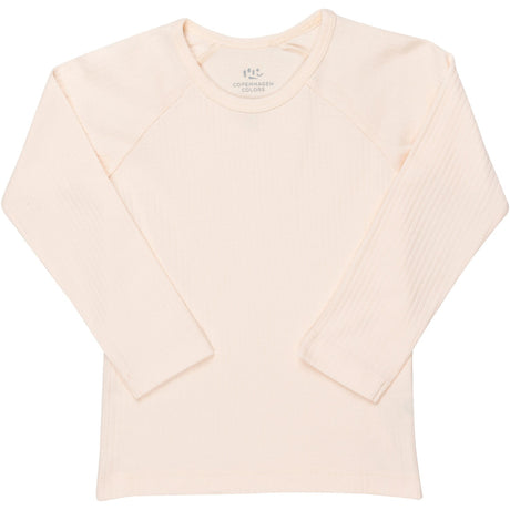 COPENHAGEN COLORS Soft Pink Rib Jersey Classic Longsleeve Bluse