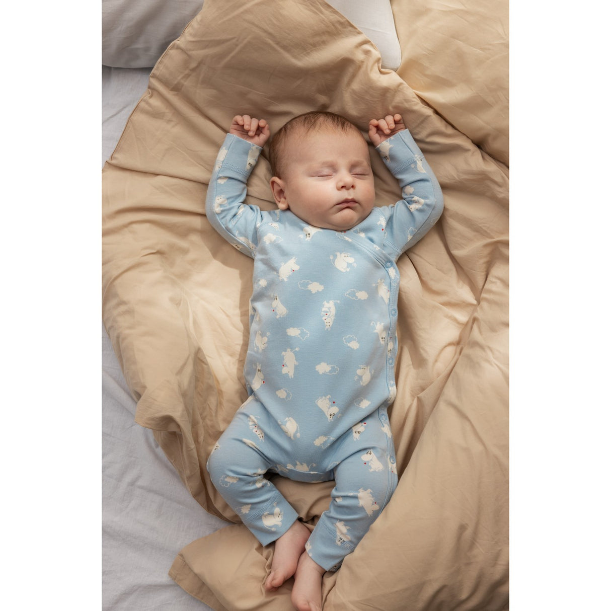 MarMar New Born Modal Smooth Print Blue Moomin Rulo Romper