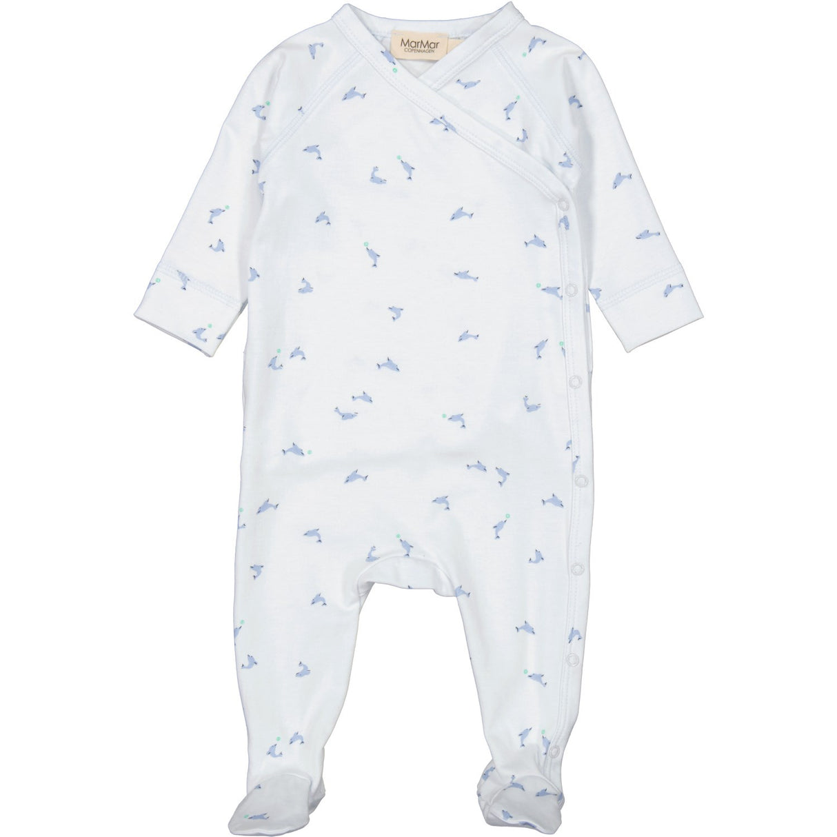 MarMar New Born Modal Smooth Print Dolphin Rubello Romper