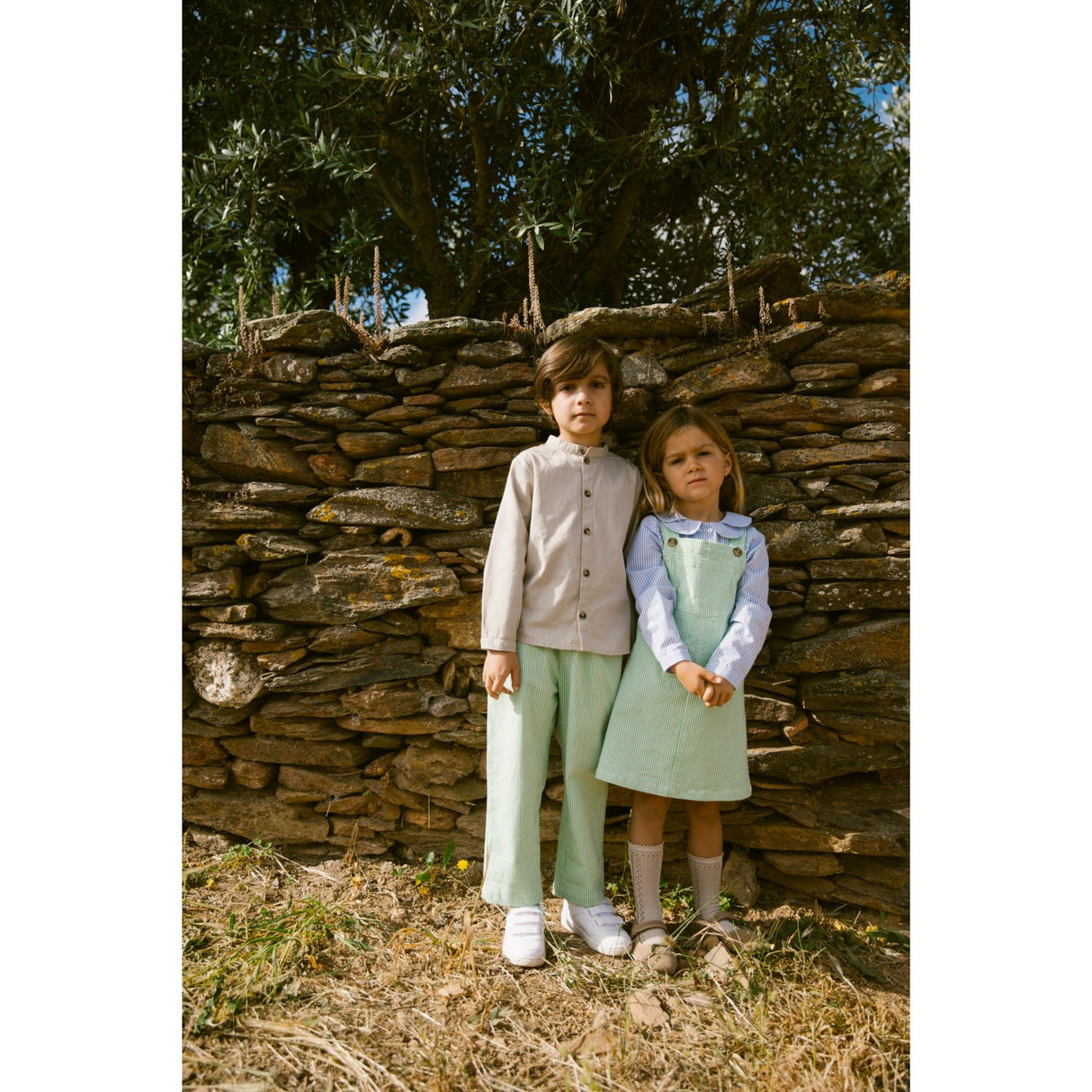 MarMar Soft Denim Cale Green Stripe Dalma Kjole